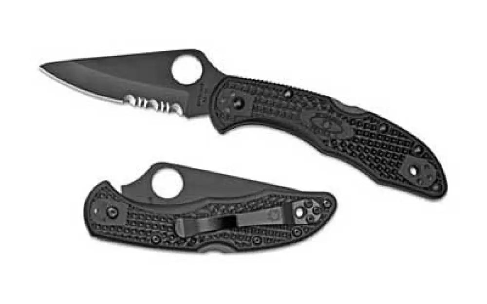 Spyderco Delica4 Combo Blade Black Buy at Faith and Freedom Outdoors - Folding Knives - Knife