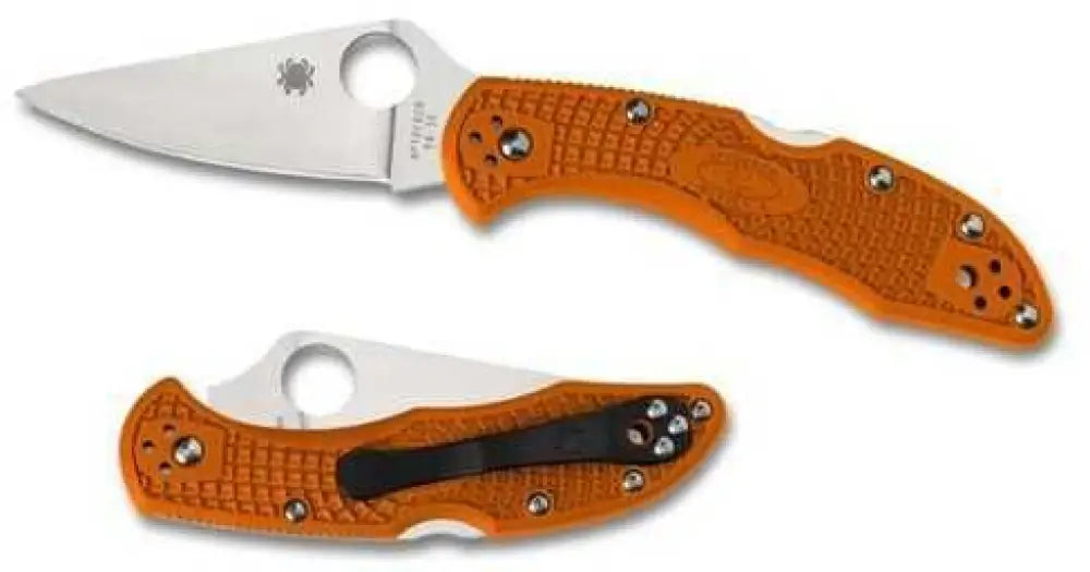 Spyderco Delica4 Ltwt Orange Frn Fg Plainedge Knife C11fpor