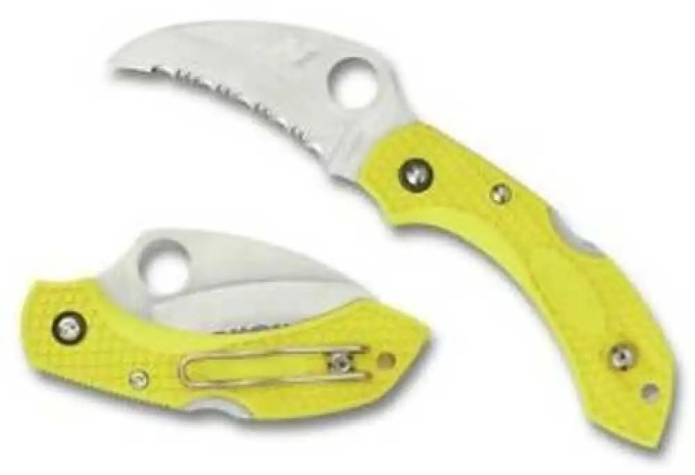Spyderco Dragonfly 2 2.25 in H1 Hawkbill Serrated Yellow Frn - C28syl2hb