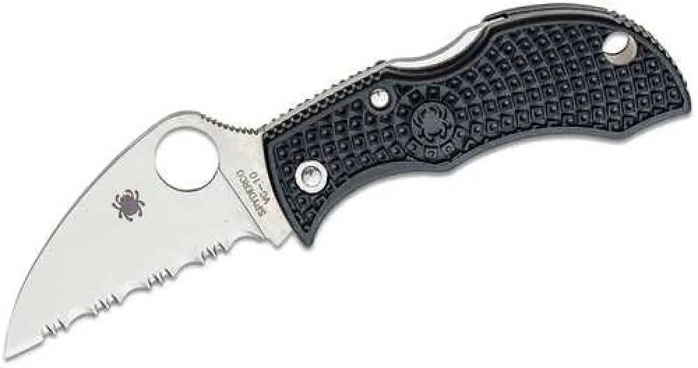 Spyderco Mbkwsb Manbug 1.91’’ Folding Wharncliffe Serrated Non-reflective Black Ticn Vg-10 Ss Blade Textured Frn h