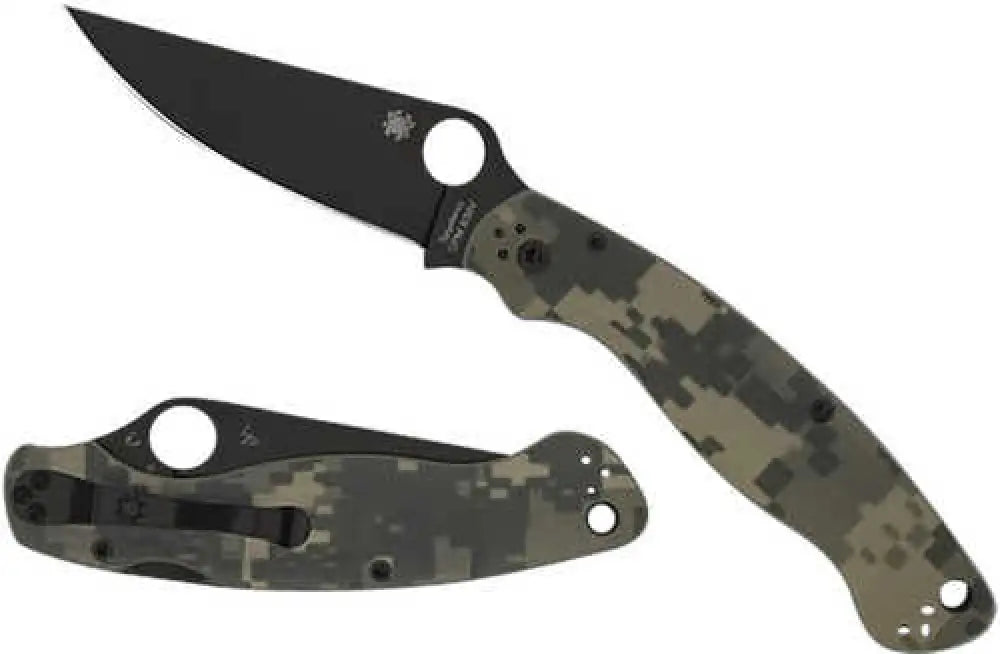 Spyderco Military 2 4’’ Folding Plain Black Dlc Cpm S30v Ss Blade/ Digital Camo G10 Handle Includes Pocket Cl