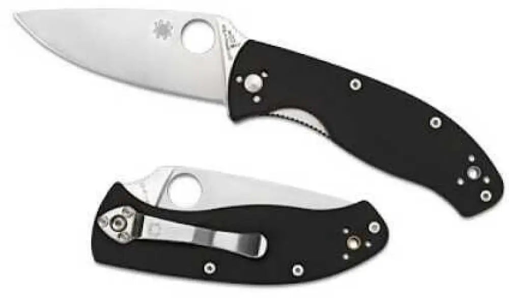 Spyderco Tenacious Folding Knife G-10 Black / 3.39’’ 8cr13mov Drop Point Combo Blade C122gbbkp - C122gbbkps