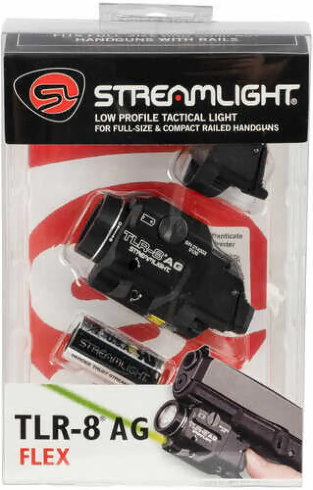 Streamlight 69434 Tlr-8 a with Green Laser Clear Led 500 Lumens Cr123a Lithium Battery Black Aluminum High/low Switch