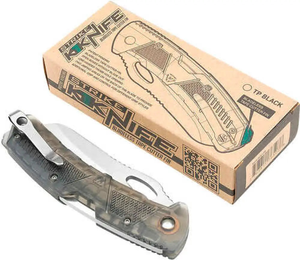 Strike Industries K1 3.51’’ Folding Plain Aus8 Ss Blade/smoke Polymer W/anti-slip Texture Handle - K1-tp