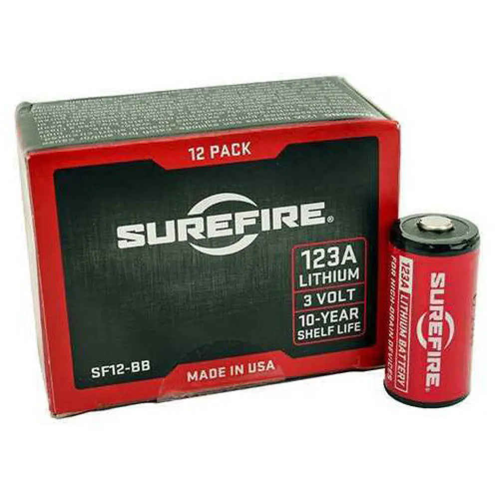 Surefire Battery Cr123a Lithium 12/pack Box Red Surefire12-bb - Sf12bb