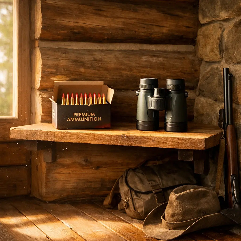 Premium hunting ammunition and gear stored in a dedicated, safe environment.
