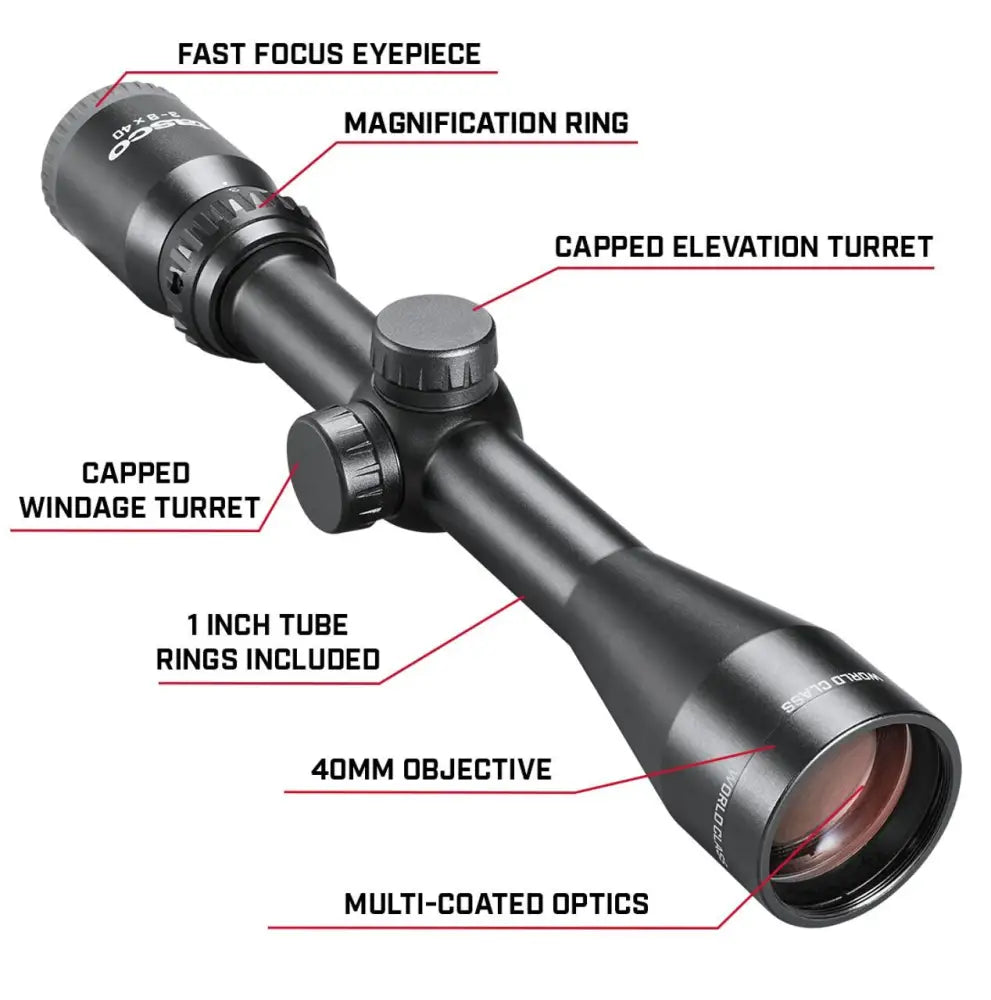 Tasco Centerfire Scopes Tasco 4-12x40 Sportsman Plus Rifle Scope 1’’ Sfp Black Buy at Faith and Freedom Outdoors