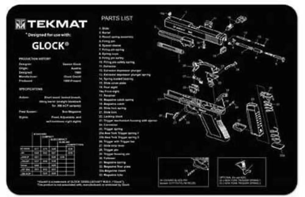 Tekmat Cleaning Mat Pistol Size 11’’x17’’ for Fn 509 Black Tek-r17-fn509 - Tek-r17-fn509