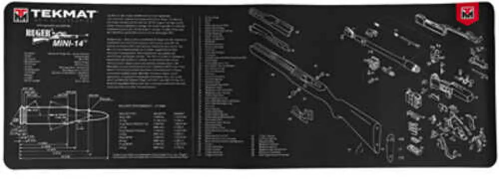 Tekmat Long Gun Ruger Mini 14 Cleaning Mat Thermoplastic Surface Protects from Scratching 1/8’’ Thick 12’’x36’’ Tube Pa