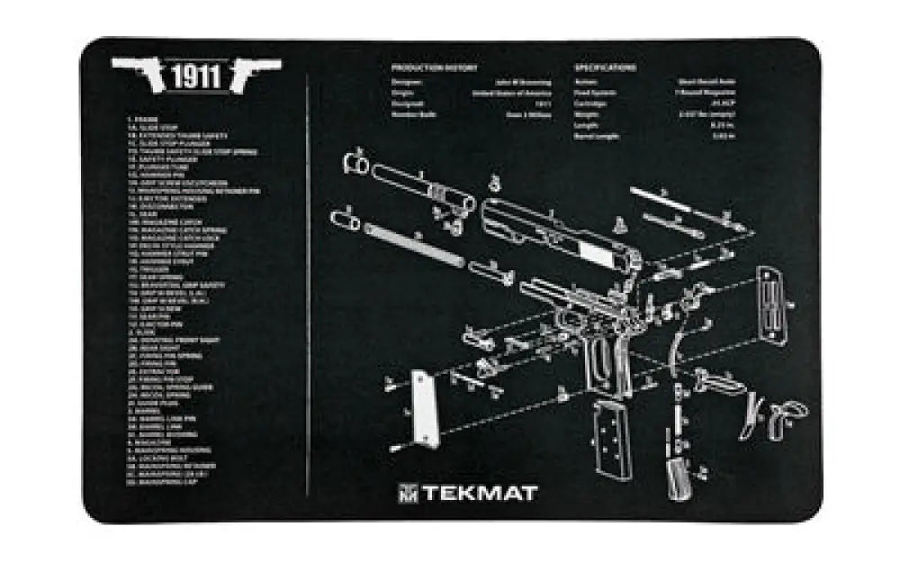 Tekmat Pistol Mat 1911 Black Buy at Faith and Freedom Outdoors - Cleaning Hardware & Components - Mat