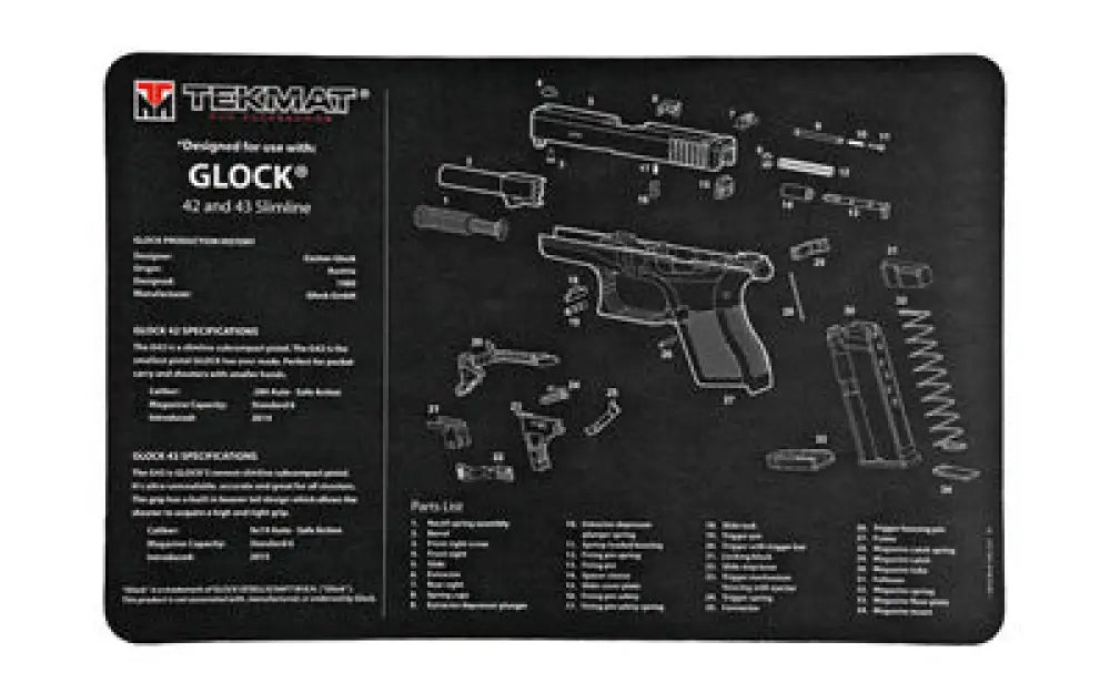 Tekmat Pistol Mat for Glock 42/43 Black Buy at Faith and Freedom Outdoors - Cleaning Hardware & Components - Mat