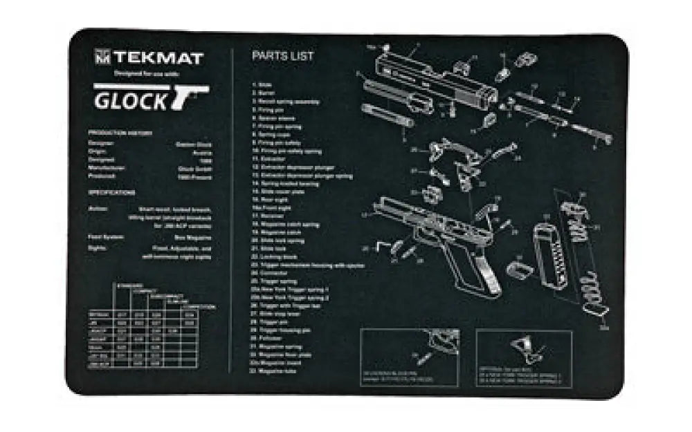 Tekmat Pistol Mat for Glock Black Buy at Faith and Freedom Outdoors - Cleaning Hardware & Components - Mat