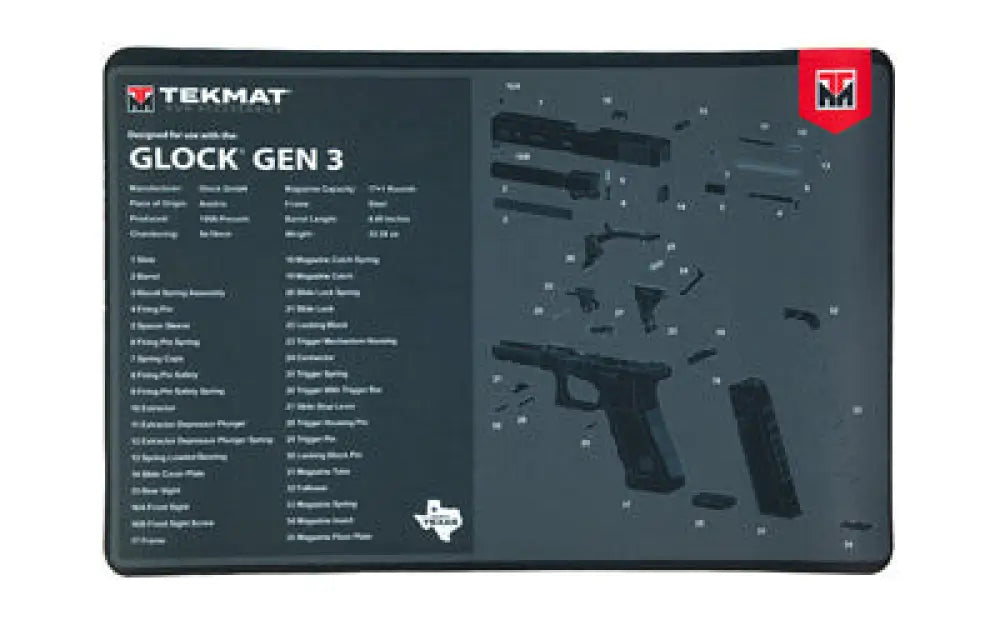 Tekmat Pistol Mat for Glock Gen3 Buy at Faith and Freedom Outdoors - Cleaning Hardware & Components - Mat