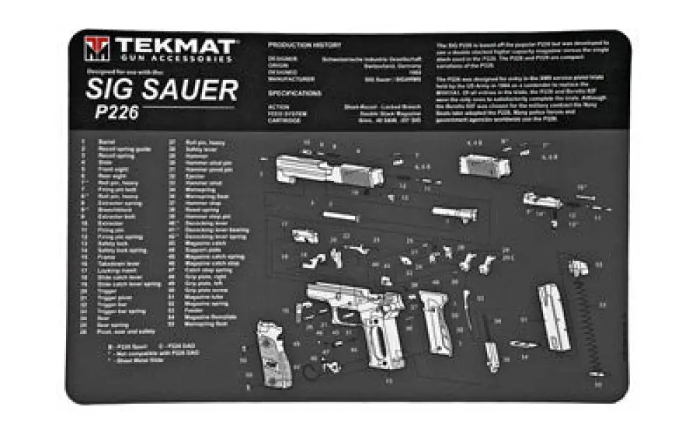 Tekmat Pistol Mat Sig P226 Black Buy at Faith and Freedom Outdoors - Cleaning Hardware & Components - Mat