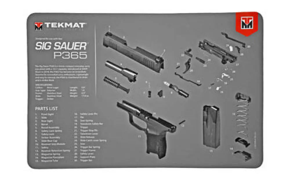 Tekmat Pistol Mat Sig P365 Buy at Faith and Freedom Outdoors - Cleaning Hardware & Components - Mat