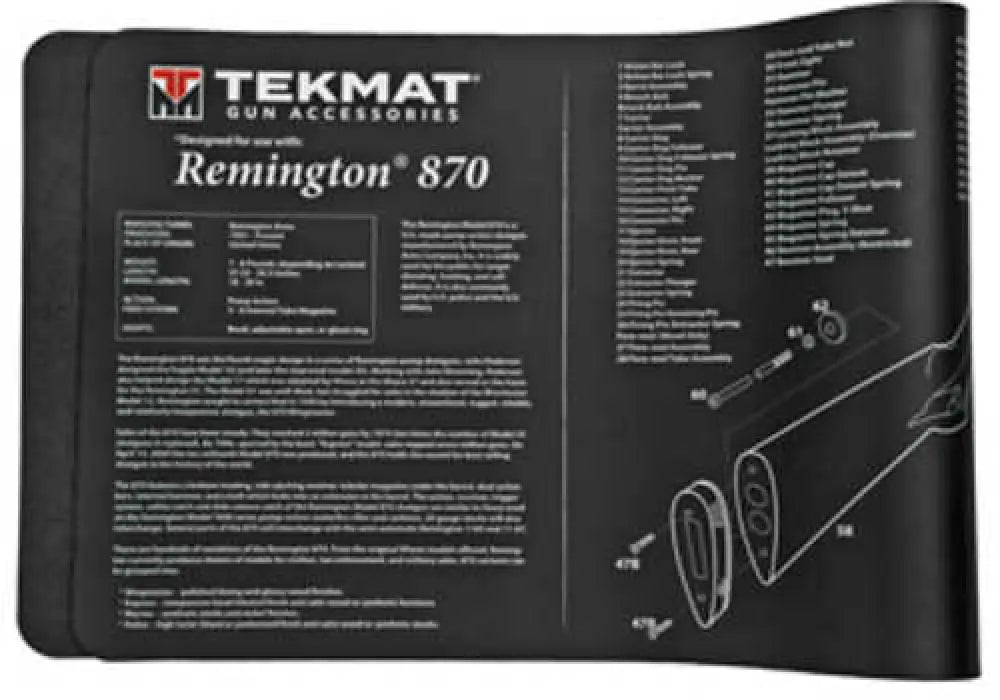 Tekmat Remington 870 Mat 12’’x36’’ Black Includes Small Microfiber Tektowel Packed in Tube R36-rem-870