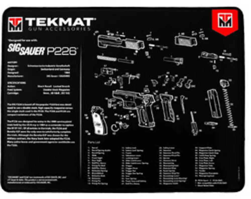 Tekmat Sig P226 Ultra Premium Gun Cleaning Mat 15’’x20’’ Includes Small Microfiber Tektowel R20-sigp226