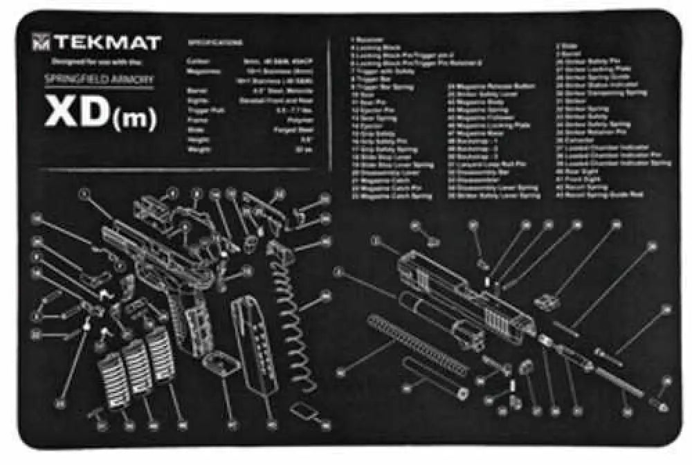 Tekmat Springfield Xdm Pistol Mat 11’’x17’’ Black Includes Small Microfiber Tektowel Packed in Tube R17-xdm