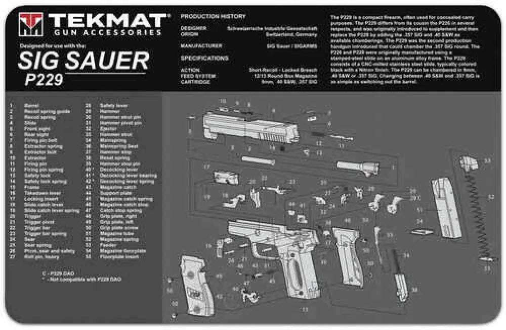 Tekmat Tekr20sigp229 Sig Sauer P229 Ultra 20 Cleaning Mat - Tekr20sigp229