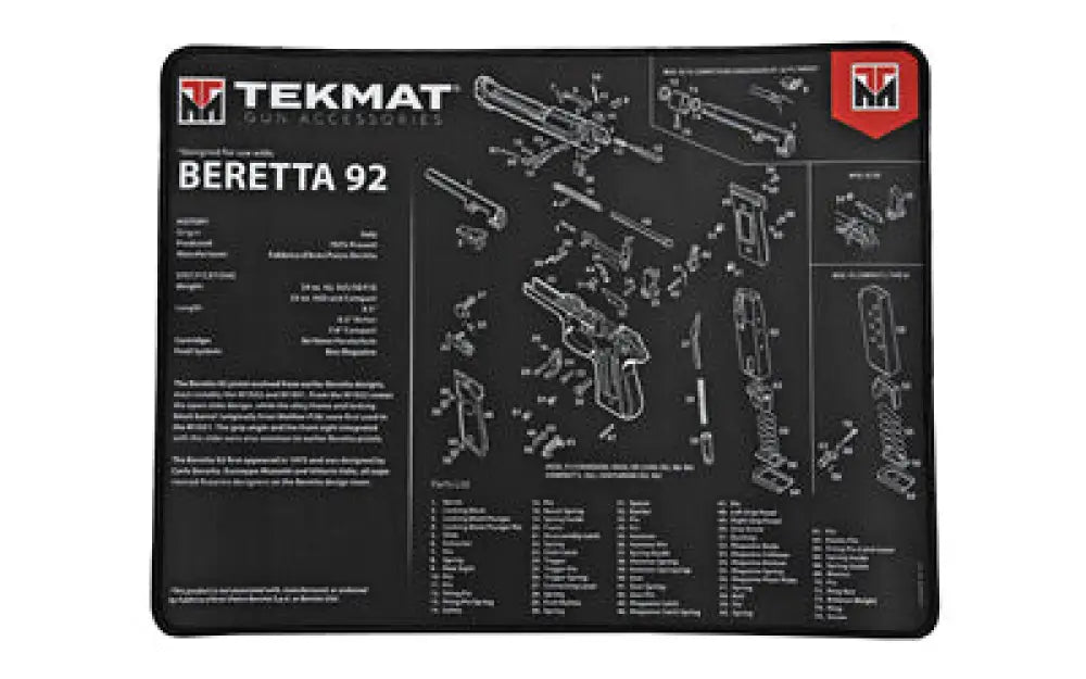 Tekmat Ultra Pistol Mat Beretta 92 Black Buy at Faith and Freedom Outdoors - Cleaning Hardware & Components - Mat