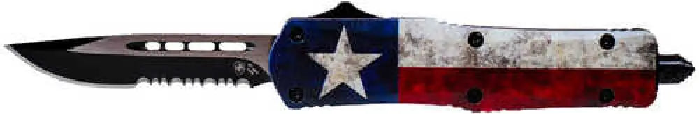 Templar Knife Captain 2.25’’ Drop Point Part Serrated Black 440c Stainless Steel Red/blue/white Star Zinc Aluminu