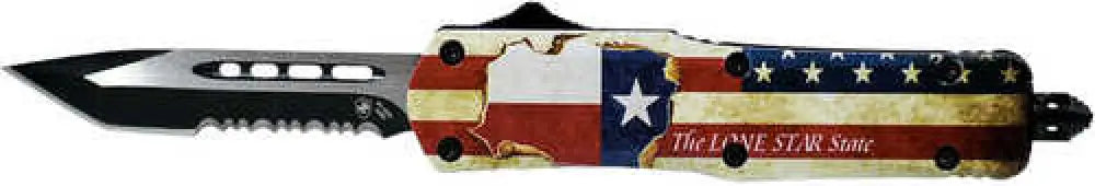 Templar Knife Texan Small 2.25’’ Tanto Part Serrated Black 440c Stainless Steel Texas Flag Zinc Aluminum Alloy Ha