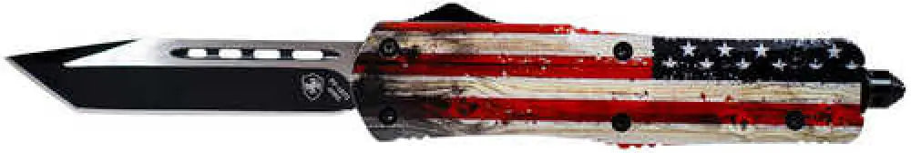 Templar Knife Wood us Flag 3.50’’ Tanto Plain Black 440c Stainless Steel Painted Grain Zinc Aluminum - Lwus231