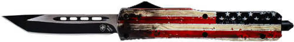 Templar Knife Wood us Flag Slim 3.50’’ Tanto Plain Black 440c Stainless Steel Painted Grain Zinc Alu - Mwus231