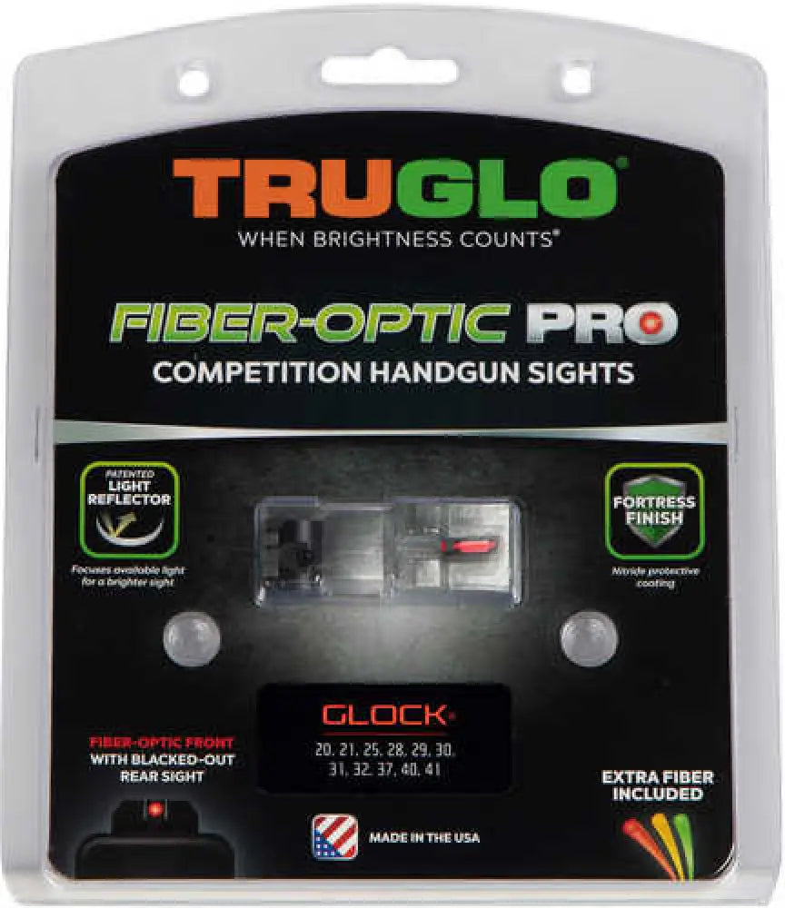Truglo Brite-site Fiber Optic Pro Sight Set for Glock 10mm/.357 Sig/.45 Gap and Acp Models 1 Dot Sights - Tg132g2