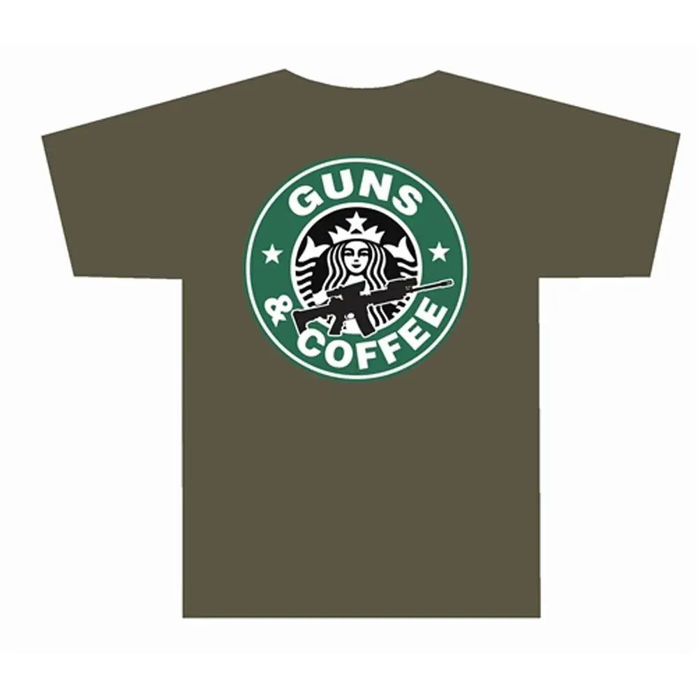 Tuff Products Short Sleeve Shirts Guns and Coffee Shirt Od Green m Buy at Faith and Freedom Outdoors