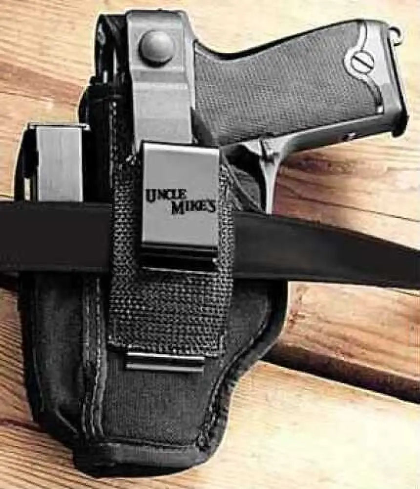 Uncle Mike’s Cordura Hip Holster Ambidextrous Black 4’’ 3’’-4’’ Barrel Medium Frame Autos (.32-.380 Cal.) 7001-0