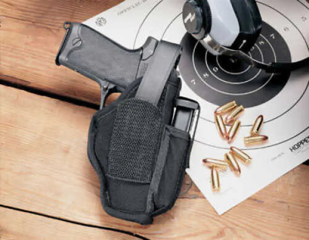 Uncle Mikes Cordura Hip Holster with Pouch Size 5 Fits Large Auto 5’’ Barrel Ambidextrous Black 7005-0 - 70050