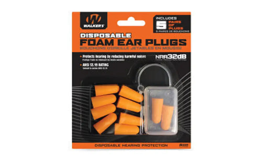 Walker’s Foam Ear Plugs 5pk Blister Buy at Faith and Freedom Outdoors - Ear Protection - Plug