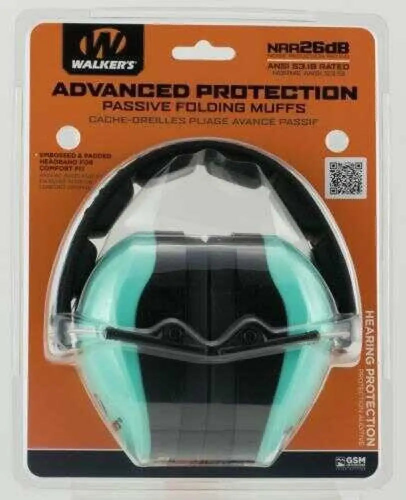 Walkers Game Ear Dual Color Passive Muffs Padded Headband Folding Aqua (nrr 26) Gwp-dcpm-ltl