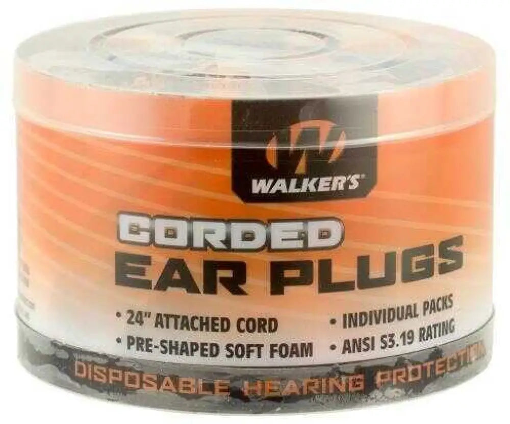 Walkers Game Ear / Gsm Outdoors Gwpcordplgbk Corded Foam Plugs 25 Db Orange 50pk
