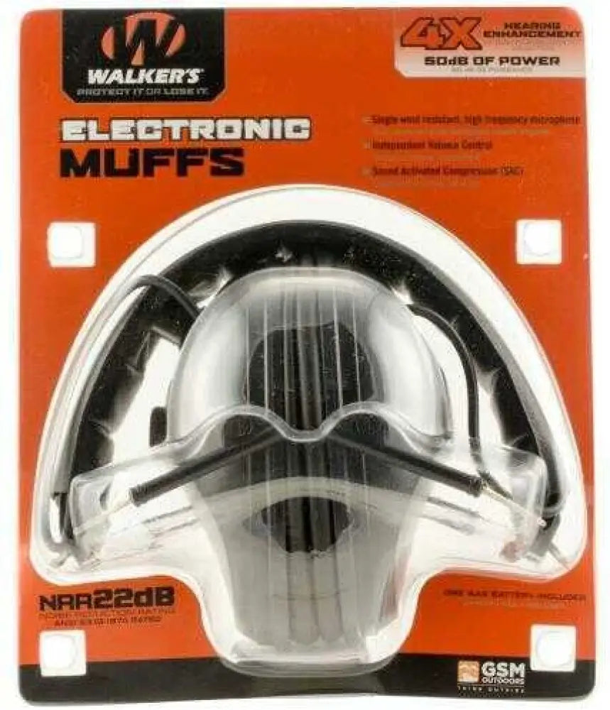 Walkers Game Ear / Gsm Outdoors Gwpwlk1mem 1mem Earmuff Electronic 24 Db Gray