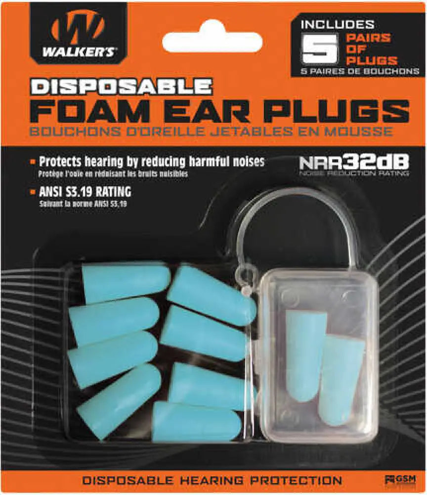 Walkers Gwpfp5pktl Foam Ear Plugs 32 Db Teal 5 Pack