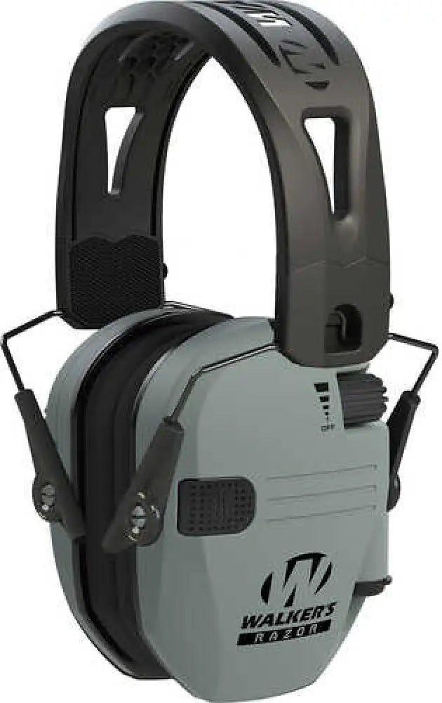 Walker’s Razor Slim Electronic Muff 23 Db Over the Head Polymer Battleship Gray Ear Cups with Black Tacti