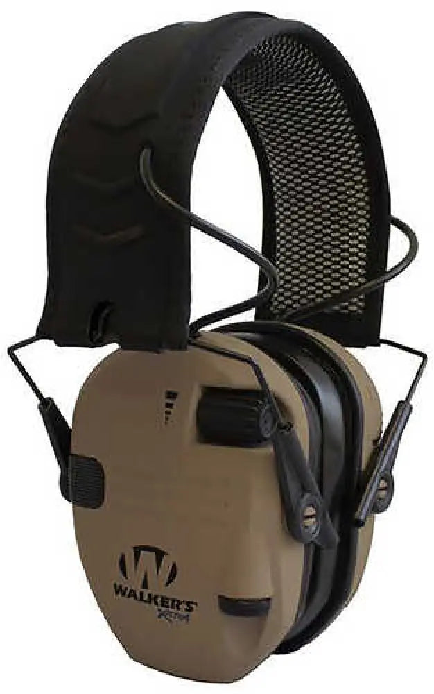 Walker’s Razor X-trm Digital Muff 21 Db Over the Head Polymer Battle Brown Ear Cups with Black Headband & w