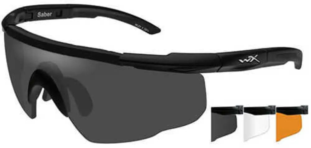 Wiley x Saber Advanced Sunglasses Matte Black Frame Light Rust Smoke Grey and Clear Lens - 308