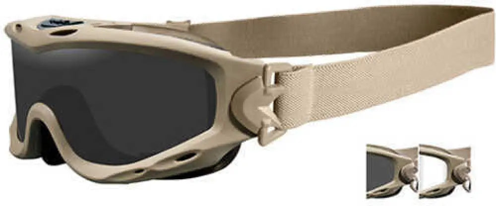 Wiley x Spear Goggles Tan 499 Frame Smoke Gray and Clear Lens - Sp29t