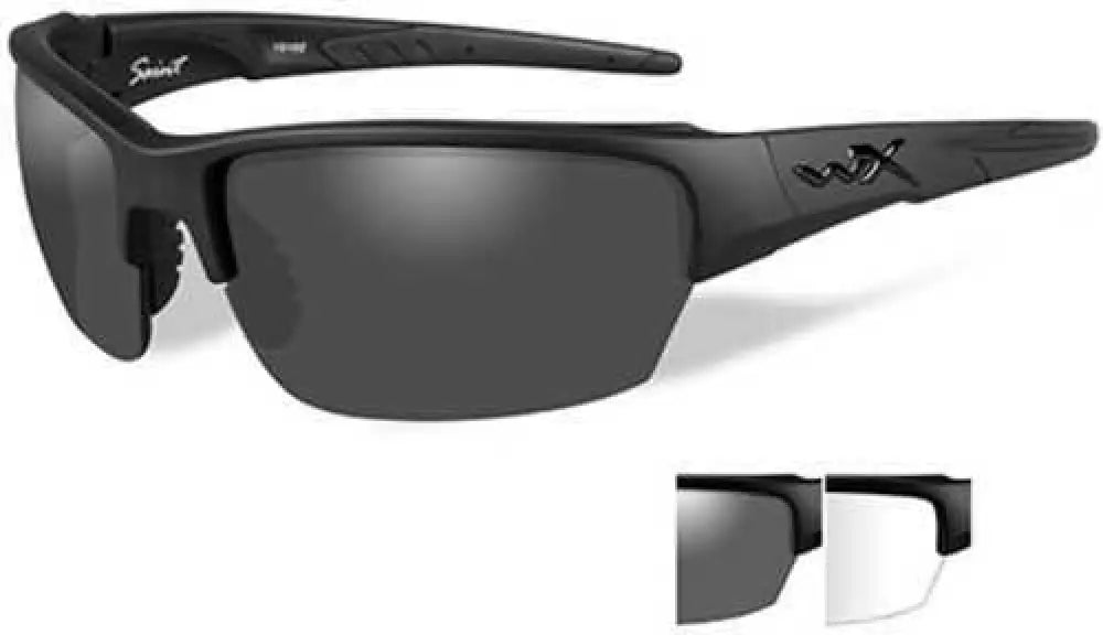 Wiley x Wx Saint Sunglasses Matte Black Frame Smoke Gray and Clear Lens - Chsai07