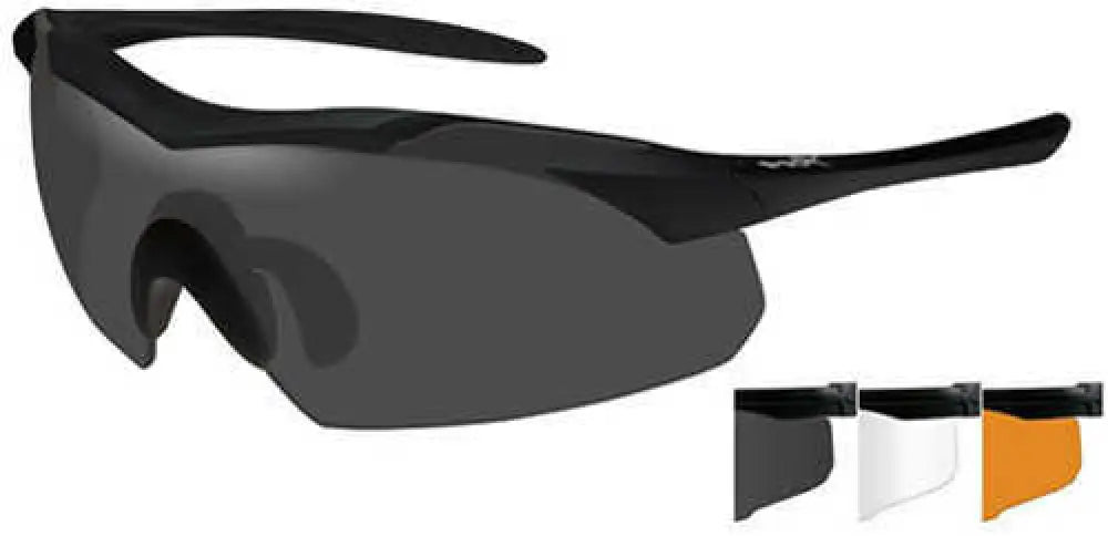 Wiley x Wx Vapor Sunglasses Matte Black Frame Light Rust Smoke Grey and Clear Lens - 3502