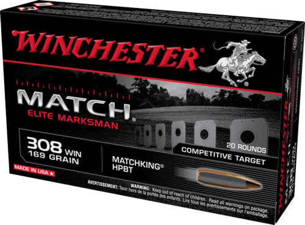 Winchester Match Elite 308 169gr Hpbt Ammo 20 Round Box - 169 Grain / Hollow Point - Rifle
