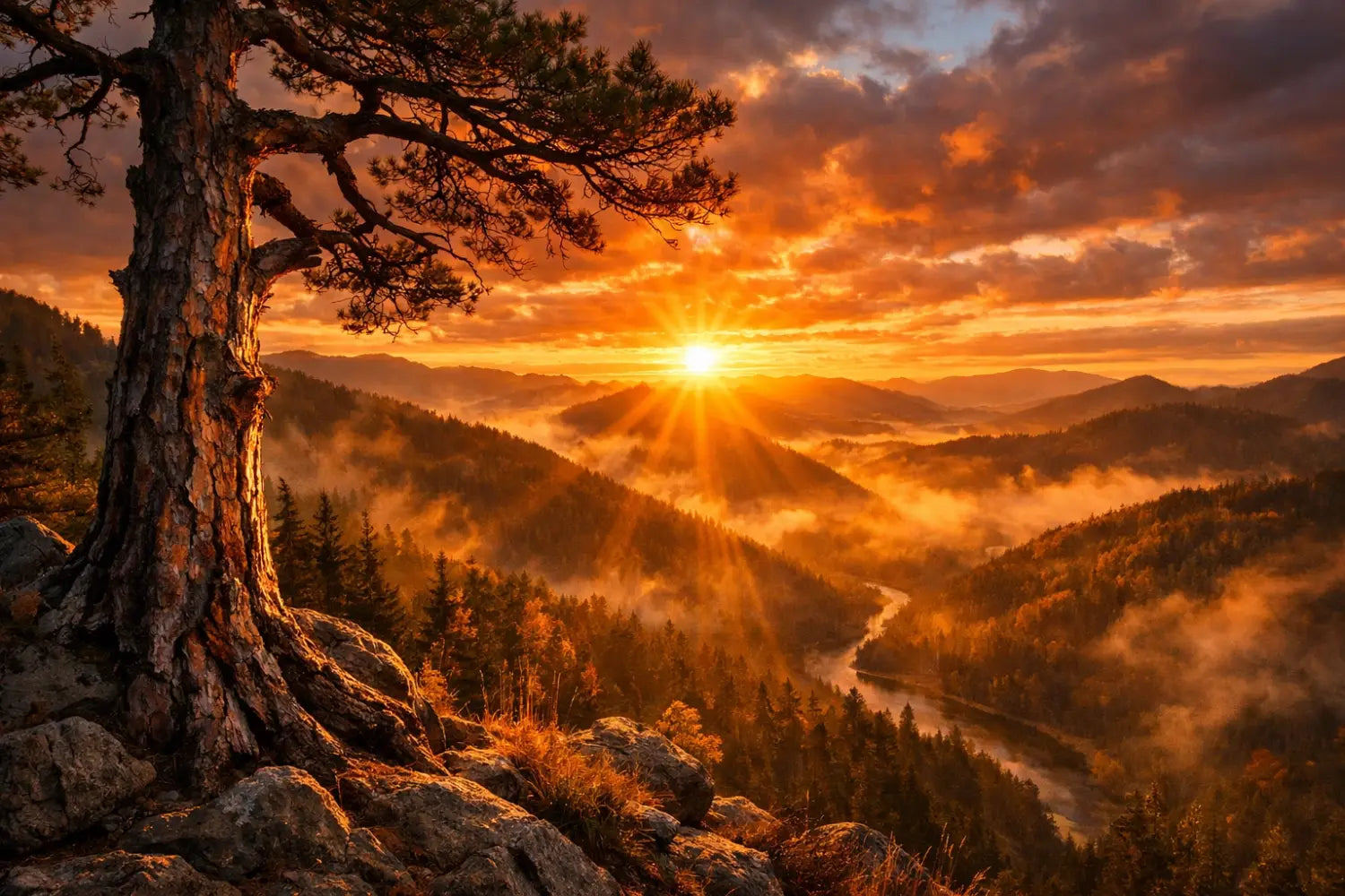 Sunrise over mountain landscape showing God's glory in creation for outdoor devotional